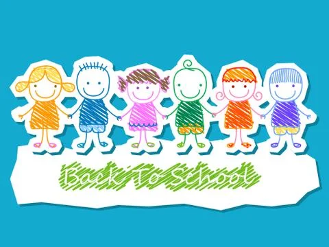 Kids group, back to school Stock Illustration