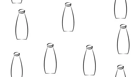 Kids hand drawn seamless pattern with bottles of milk. Vector illustration. P イラスト素材