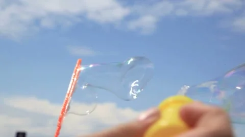 Kids hands and bubble makers. Stock Footage 8655347