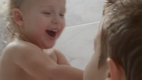 Kids having in the bathroom Stock Footage 124622818