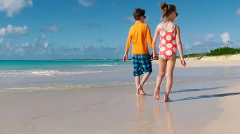 Kids having fun at beach Stock Footage 66277661