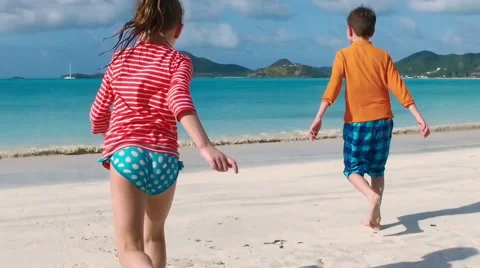 Kids having fun at beach Stock Footage 66278336