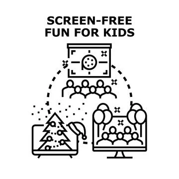 Kids having screen free fun at social activities Stock Illustration