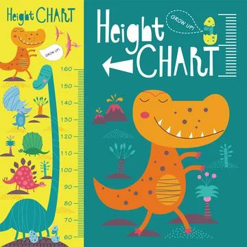 Kids height chart. Vector isolated illustration with cute dinosaurs. Stock Illustration