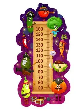 Kids height chart, vegetable pirates and corsairs Stock Illustration