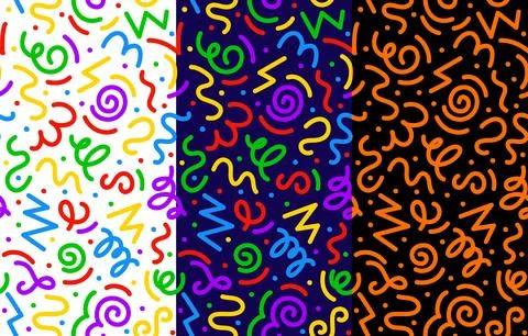 Kids holiday squiggle line pattern backgrounds Stock Illustration