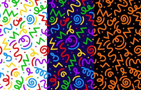 Kids holiday squiggle line pattern scribble colors Illustrazione stock