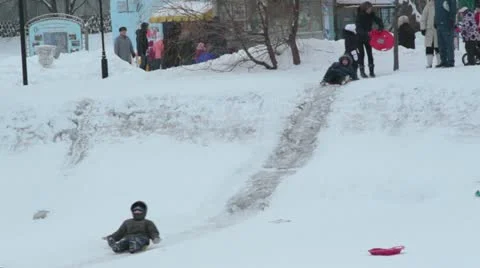 Kids at the ice run Stock Footage 22182705