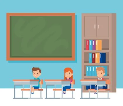 Kids inside classroom design イラスト素材