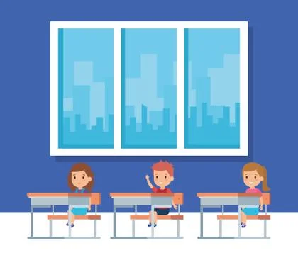 Kids inside classroom design イラスト素材