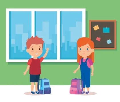 Kids inside classroom design イラスト素材