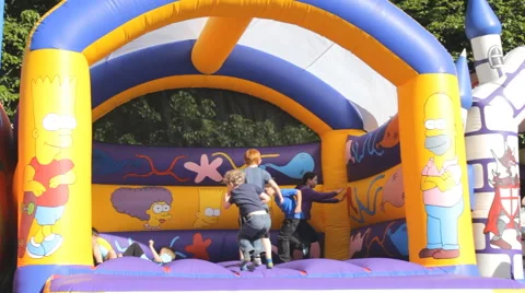 Kids jumping and having fun on the trampoline Stock-Footage 50537290