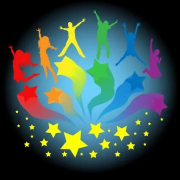 Kids jumping Stock Illustration