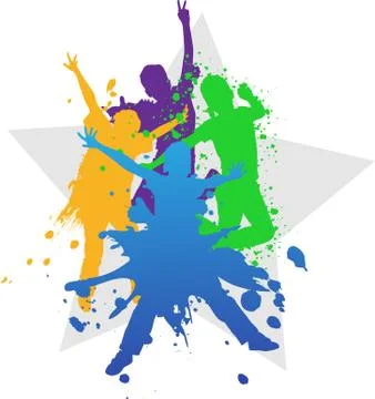 Kids jumping Stock Illustration