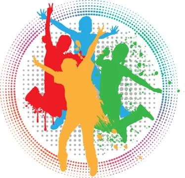 Kids jumping Stock Illustration