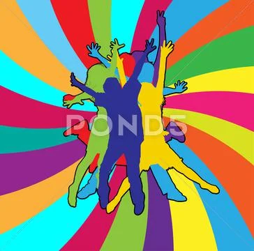 Kids jumping Stock Illustration