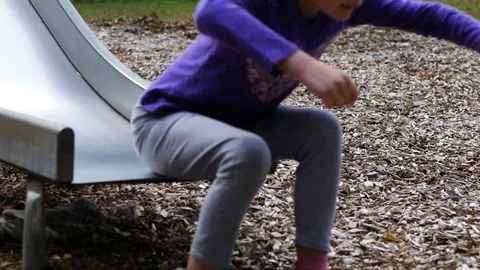 Kids Jumping off of Slide Video stock 101625270