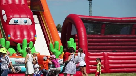 Kids jumping on trampoline Stock Footage 64086107
