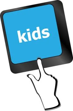 Kids key button in a computer keyboard Ilustración de archivo