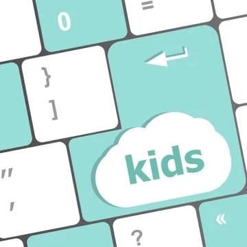 Kids key button in a computer keyboard Illustrazione stock