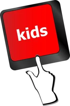 Kids key button in a computer keyboard Illustrazione stock