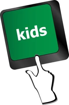 Kids key button in a computer keyboard Illustrazione stock