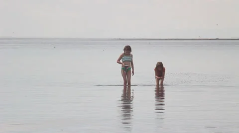 Kids in lake Stock Footage 27076722