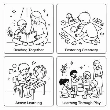 Kids learning activities, education illustrations, children development, re.. Ilustração Stock