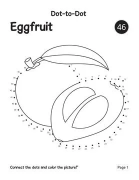 Kids Learning Activity Puzzle Page Featuring Eggfruit Connect the Dots Outlin Ilustración de archivo