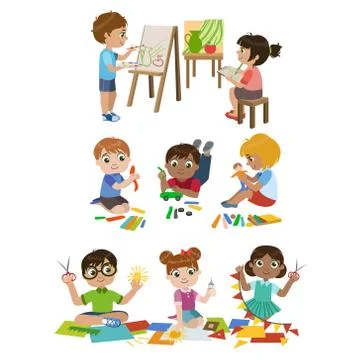 Kids Learning Craft Illustrazione stock
