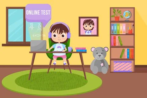 Kids learning online test Stock Illustration