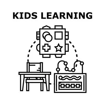 Kids learning process with educational playing toys Stock Illustration