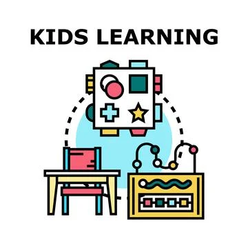 Kids learning process with educational playing toys Stock Illustration