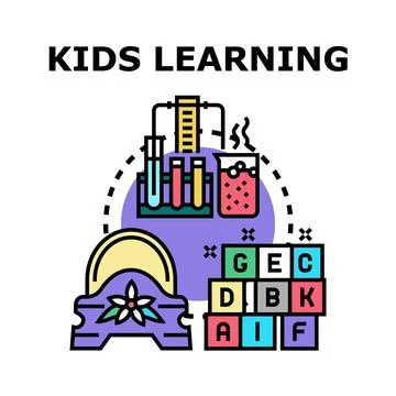 Kids learning science and alphabet education concept Stock Illustration