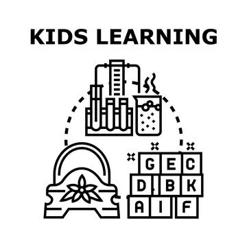 Kids learning science and alphabet education concept Stock Illustration