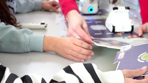 Kids Learning Together: Educational Robotics and Programming Stock Footage 302547552