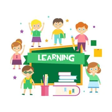 Kids Learning. Vector Illustration Stock Illustration