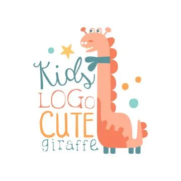 Kids logo, cute giraffe, baby shop label, fashion print for kids wear, baby Stock Illustration