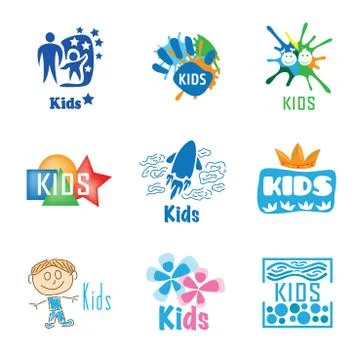 Kids logo set Stock Illustration