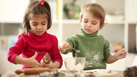 Kids making cake Stock Footage 35461027