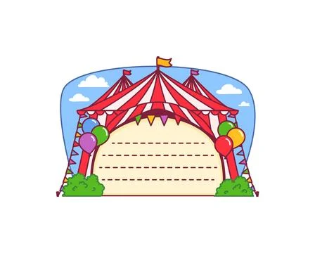 Kids memo note circus big top tent message sticker Stock Illustration