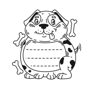 Kids memo note frame of cartoon smiling dog Illustrazione stock