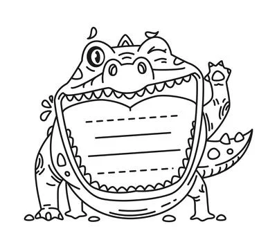 Kids memo note frame with cartoon crocodile animal Stock Illustration