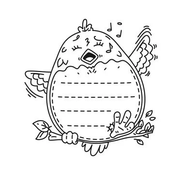 Kids memo note frame with cartoon singing bird Stock Illustration