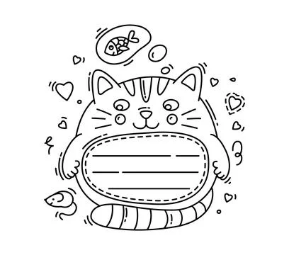 Kids memo note frame with funny cute cat animal Stock Illustration