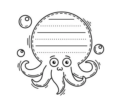 Kids memo note frame with funny cute octopus Stock Illustration