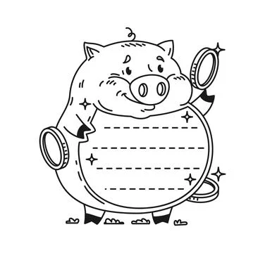 Kids memo note frame with funny cartoon pig animal Stock Illustration