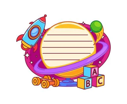 Kids memo note frame with kindergarten toys Stock Illustration
