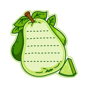 Kids memo note frame with pear fruit sticker label Stock Illustration