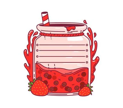 Kids memo note frame with red strawberry smoothie Stock Illustration